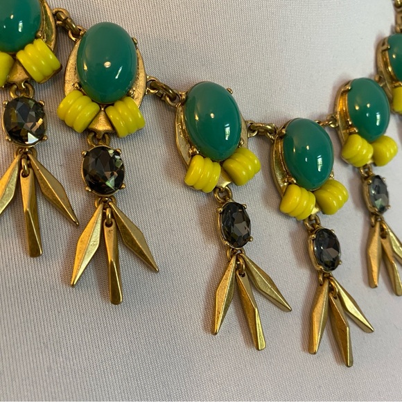 Statement Necklace | Jewel Tone Green & Yellow - Picture 3 of 5
